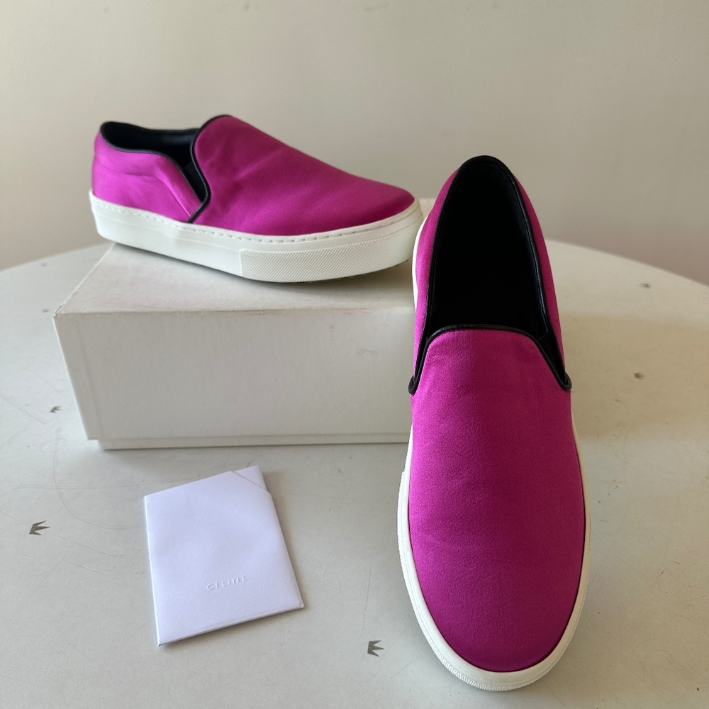 Celine fuchsia satin sneakers size 37